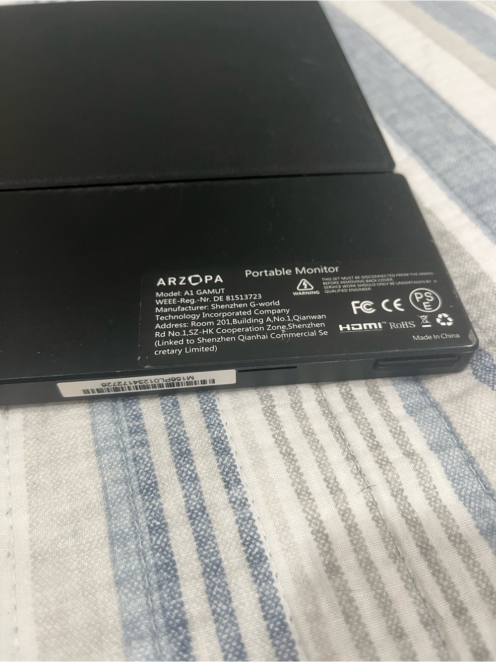 Black Portable Monitor - Slim External Display